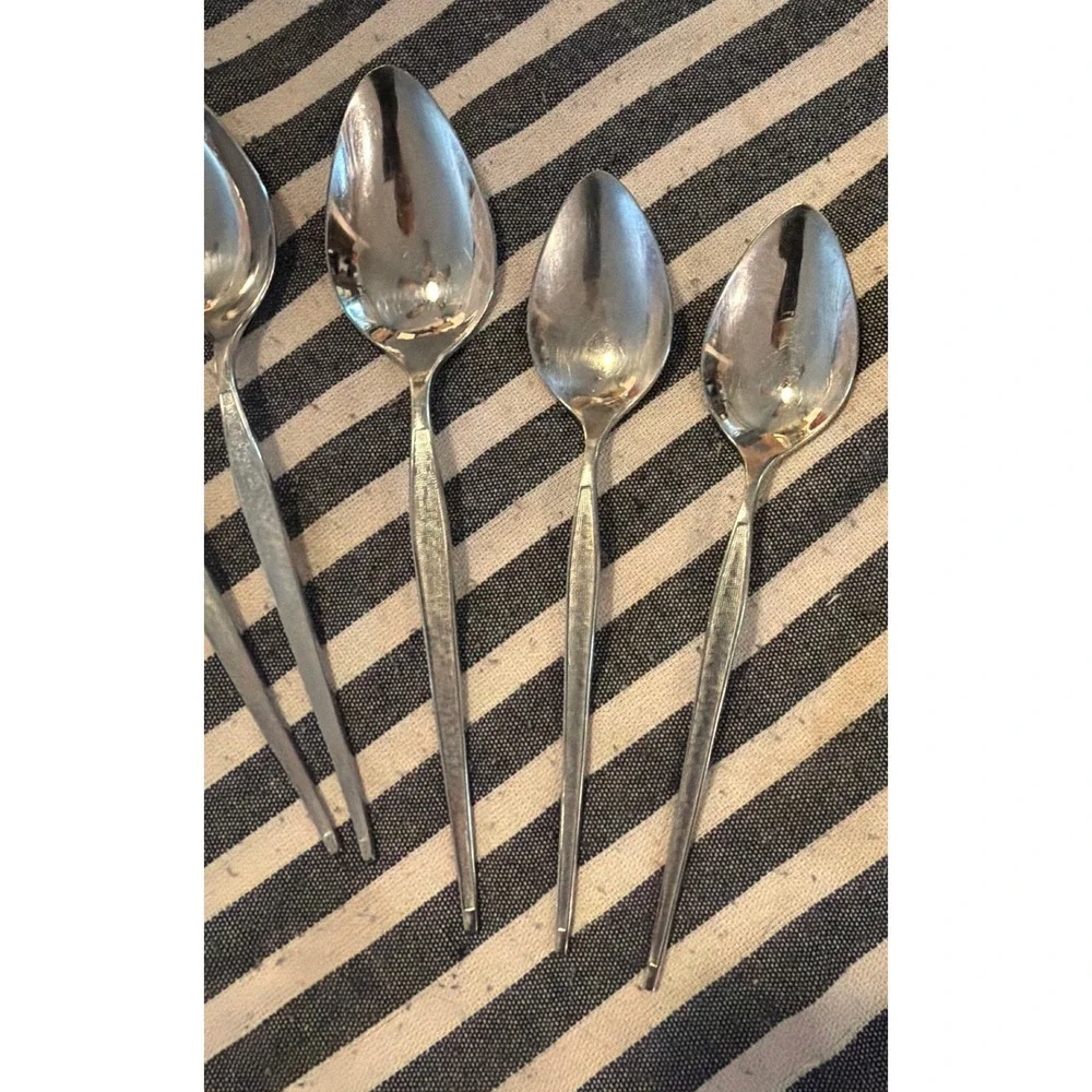Oneida West Bend Shadow weave USA Spoons 2 tsp, 6 tbsp MCM Flatware Vintage